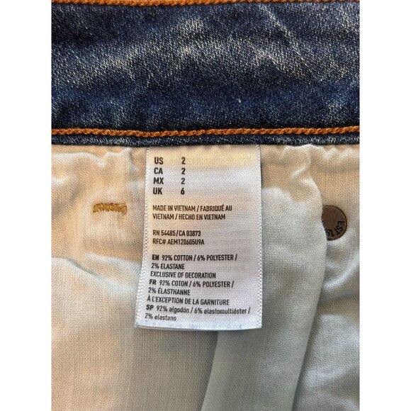 American Eagle Distressed Medium Wash Super Stretch Mini Blue Jean Skirt Size 2 - Picture 4 of 5